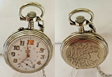 6 - Ravissante montre à gousset  boitier argentan de ± 1900 avec chaine.