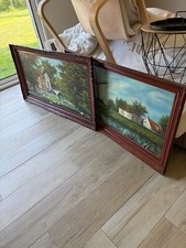 Lots 2 Tableau Peinture Murale paysage cadre en bois 