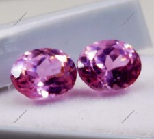 Paire de pierres précieuses en vrac 9x7 mm coupe ovale couleur rose saphir ce...