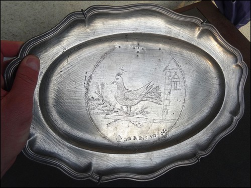Ancien plat oblong - oblong, etain