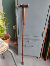 Ancienne Canne De Marche Bois Pommeau Antique Curiosité 