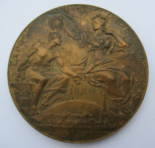 MEDAILLE FRANCAISE REPUBLIQUE exposition UNIVERSELLE 1889  BRONZE 108 g 67 mm