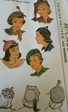 1463 PATRON VINTAGE McCALL ANNEE 1940   CREATIONS BERET CHIC CHARMANT  56CM