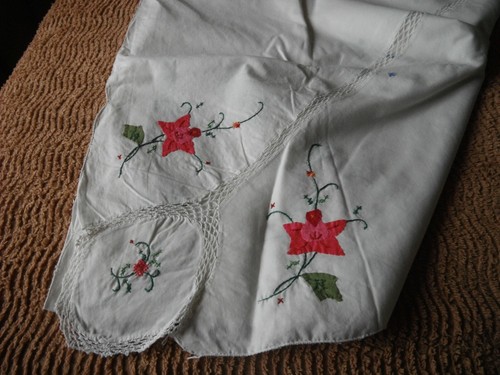 Nappe blanc coton brodé - coton,