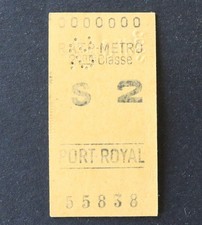 Ancien ticket Paris Métro 0000000 S2 PORT ROYAL 55838 RATP Metropolitain 28
