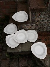 Lot 6 Assiettes creuses Triangulaires Ligne Hôtesse Blanche TRI  Vintage