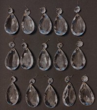 15 Pampilles anciennes + octogons  pour lustre - girandole  ... 6,5cm