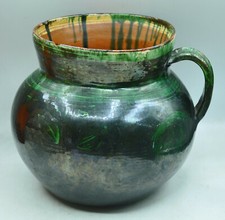 Ancienne potiche en terre cuite décor géométrique céramique cul noir collection