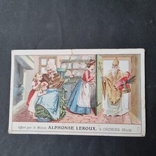 Grand Chromo Père Noël 1900 Ancien Moka Leroux Santa Klaus Christmas Scrap