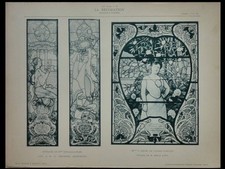 VITRAIL ART NOUVEAU, CARLO PIZZAGALLI, BALMET, EMILE ADER - 2 PLANCHES 1902