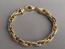 Superbe bracelet maille palmier or 18 carats jaune gris bracelet gourmette or 18