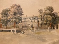 Très Belle Peinture Aquarelle Sur Papier 1830 château Arbre Nature A Identifier