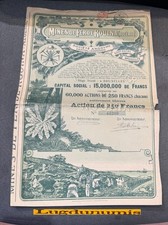 Mines de Fer De Rouina Algérie Action de 250 Francs 1907 Siège Bruxelles