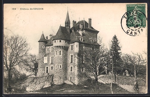 Cpa couzan château imposant - château,