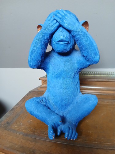 Statue singe bleue comme - statue,