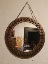 Beau miroir rond brutaliste en