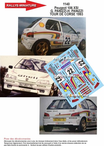 Decals ref 1140 - 1/43, peugeot
