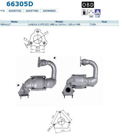 Pot catalytique renault laguna - pot,