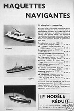 PUBLICITÉ LE MODÈLE RÉDUIT MAQUETTES NAVIGANTES PLYMOUTH - TYPHON - MARSOUIN