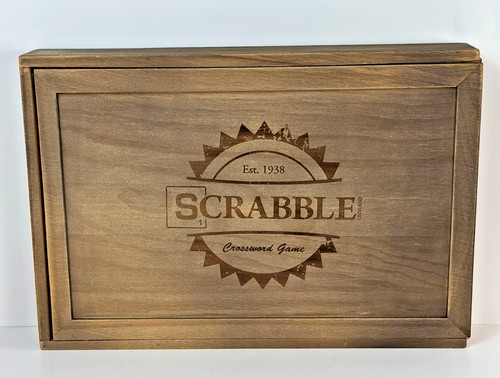 Scrabble rustic wooden box - scrabble,