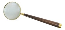 Loupe avec manche en bois verres grossissants en bois/laiton/verre 34 cm