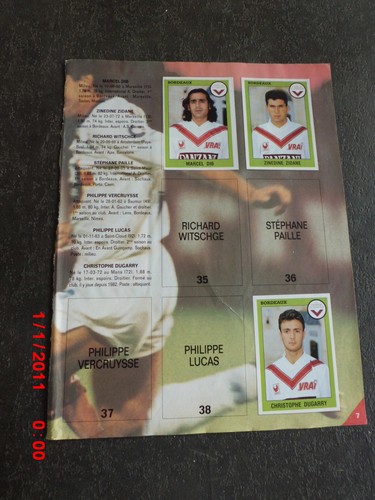 Panini 1994 football zinedine - football,