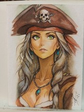 PIRATE GIRL,  STAR WARS ORIGINAL DRAWING PAINTING SKETCH CARD ACEO