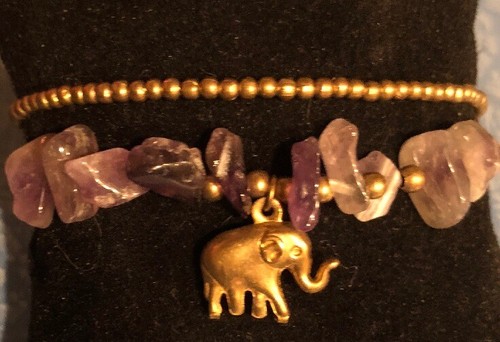 Amethyst beaded bracelet brass - amethyst,