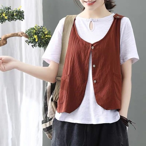 Femme coton gilet veste - coton,