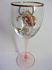 ANCIEN GRAND VERRE ROSE CRISTAL DE SOUVENIR DE COMMUNION FILLE LUMINARC FRANCE