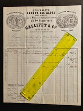 Facture de 1864 - GALLIFET à Grenoble - Genépi des alpes, liqueurs
