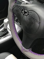 Pour Peugeot 106 Housse De Volant En Cuir Perforé Grise 91+Double Violet ST