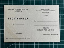 POLOGNE DIPLÔME CROIX DE LA BATAILLE DE LENINO 1943 VIERGE NON DÉCERNÉ