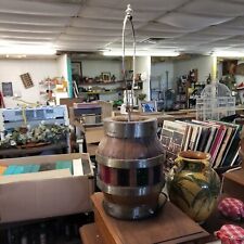 Antique Wagon Wheel Hub Heavy Wood and Iron Vintage table lamp works Hand made 