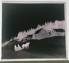 UA140 Plaque verre négatif BE circa 1900 Russie neige chevaux traineau