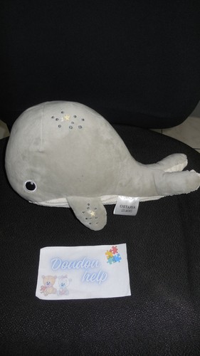 Doudou peluche baleine - doudou, grise