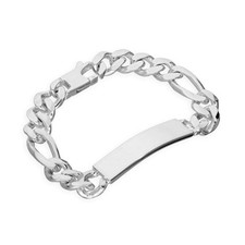 Bracelet Identité Lourd à Mailles Gourmette Figaro 11mm en Argent 925-18-20cm