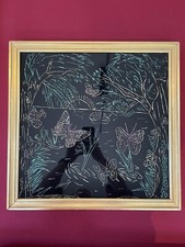 Gravure Sur Verre  Peinture Gravée Signée Thème Nature Papillons 