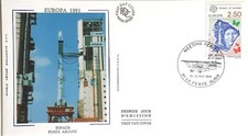 enveloppe 1er jour  fusée Ariane espace EUROPA 1991 France soie très bon état