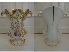 GRAND VASE DE MARIE PORCELAINE DE PARIS DECOR FLEURS NUMEROTE 166 HT : 33 CM N°1