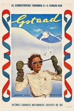 GSTAAD SKI 1940 Rdbf - POSTER HQ 40x60cm d'une AFFICHE VINTAGE