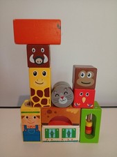Lot de 10 cubes sonores en bois VILAC animaux ferme savane motricité fine bébé