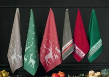 LINVOSGES Lot de 3 torchons 50x70 cm + 3 essuie mains 50x50 cm sous la neige