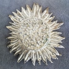 Broche Métal Argenté Tournesol Soleil Signée Didier Thiébaud Vintage Années 90 