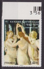 France 2010: Sandro Botticelli - Les trois Grâces - autoadhésif 509 NEUF ** LUXE