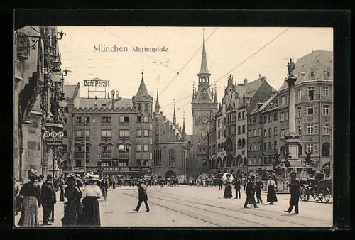 Munich marienplatz avec - munich,, café