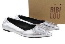 BiBi Lou Bochum Chaussures Femme EU36 Argent Scintillante Cuir Pointu Ballerine