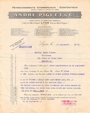 1932 RENSEIGNEMENTS COMMERCIAUX CONTENTIEUX ANDRE PIGUET A LYON - ETS TARON F