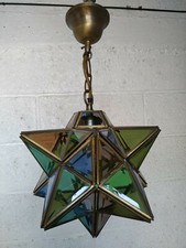 Vintage Bevelled Glass Star Lantern Chandelier Light