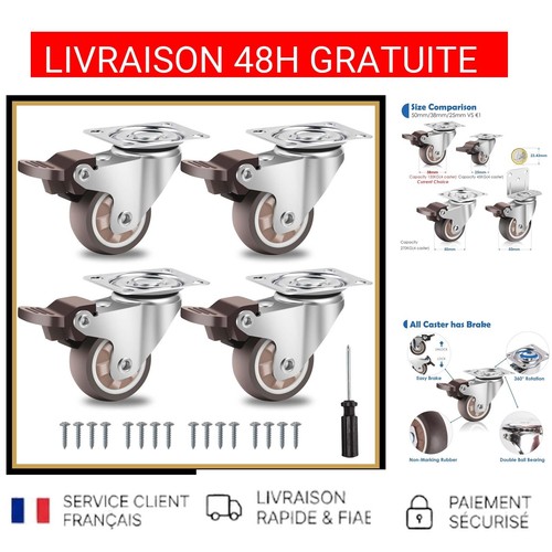 Roulettes pivotantes 38mm avec - 38mm,